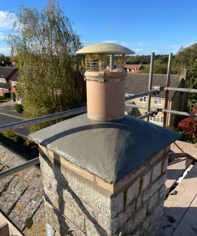 Chimney with a new chimney pot & multi fuel terminal- Micklelton 1